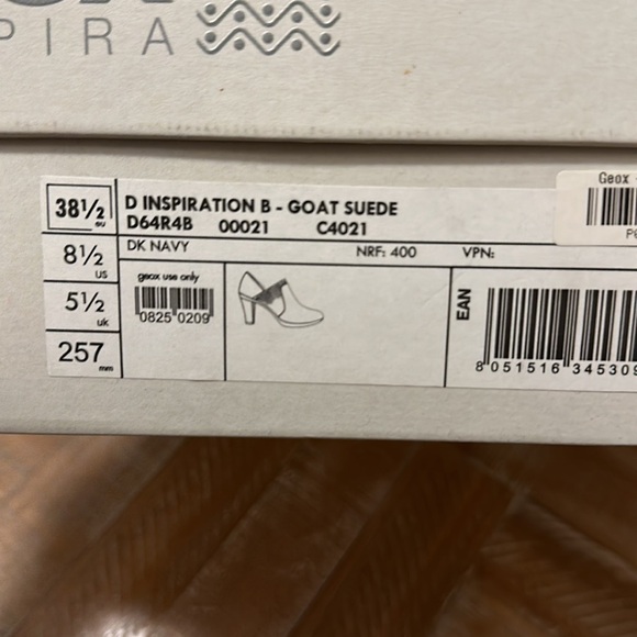 NEW Geox D Inspiration B Heeled Ankle Boots Shoeties in Navy Blue Suede Leather - Picture 9 of 16